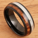 Koa Wood Ring  Antler Style Black Tungsten Wedding Ring 8mm Barrel Shape - Hanalei Jeweler