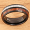 Koa Wood and Meteorite Pattern Ring Black Tungsten Wedding Ring 8mm Barrel Shape - Hanalei Jeweler