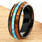 Black Tungsten Opal Koa Wood Ring Barrel Shape 8mm Band - Hanalei Jeweler