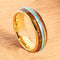 6mm YG Plated Koa Wood Opal Tungsten Wedding Ring Triple Row Men's Ring - Hanalei Jeweler