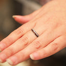 Tungsten Carbide Pink Opal Koa Wood Ring Double Row Two Tone Dome Shape 4mm - Hanalei Jeweler