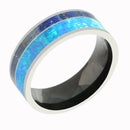 Tungsten Lapis Lazuli and Blue Opal Inlaid Wedding Ring Flat 8mm