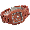 Red Sandalwood Wooden Watch Square Case Island Map Japan Movement